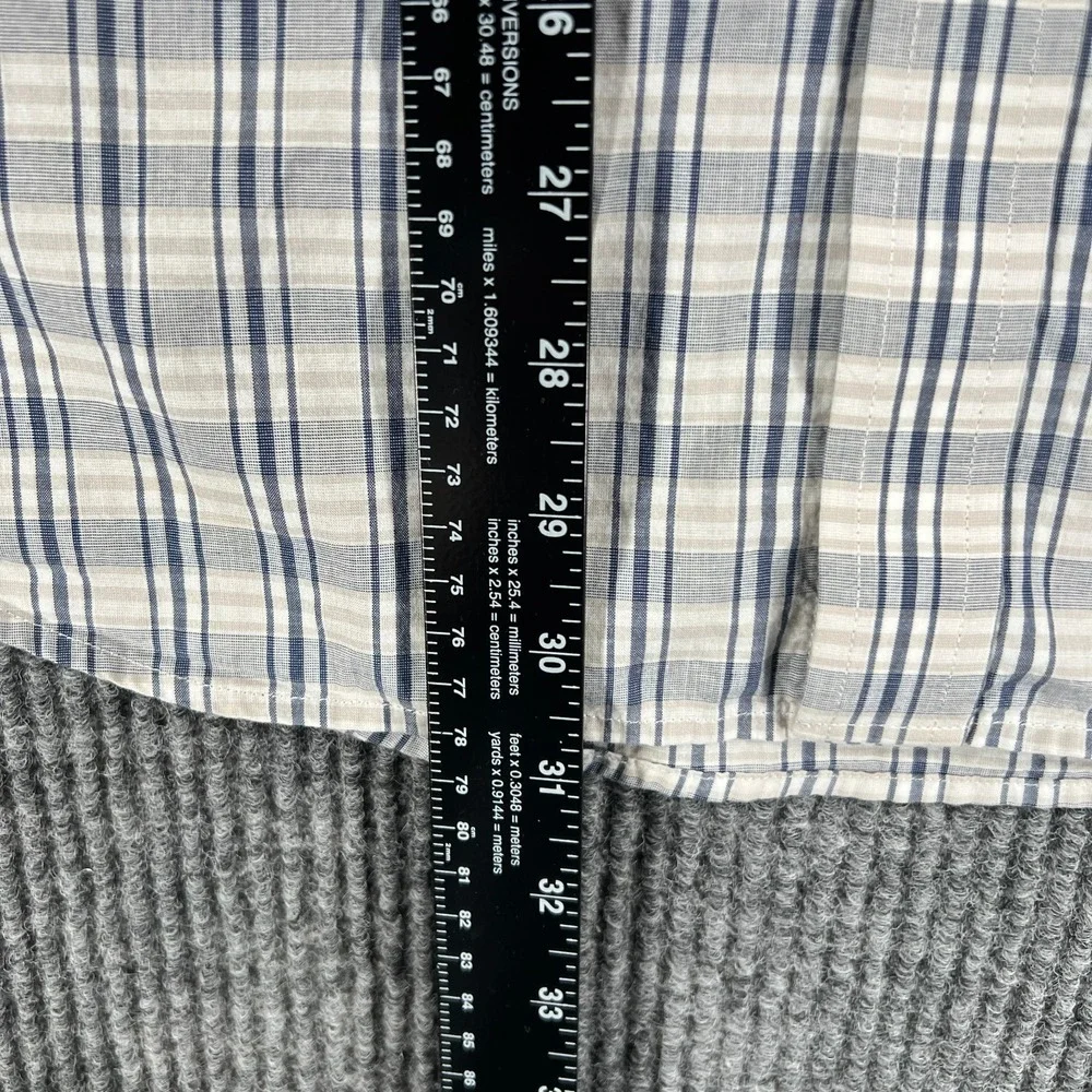 Banana Republic Shirt Mens Large Gray Plaid Long Sleeve Button‎ Up Soft Stretch
